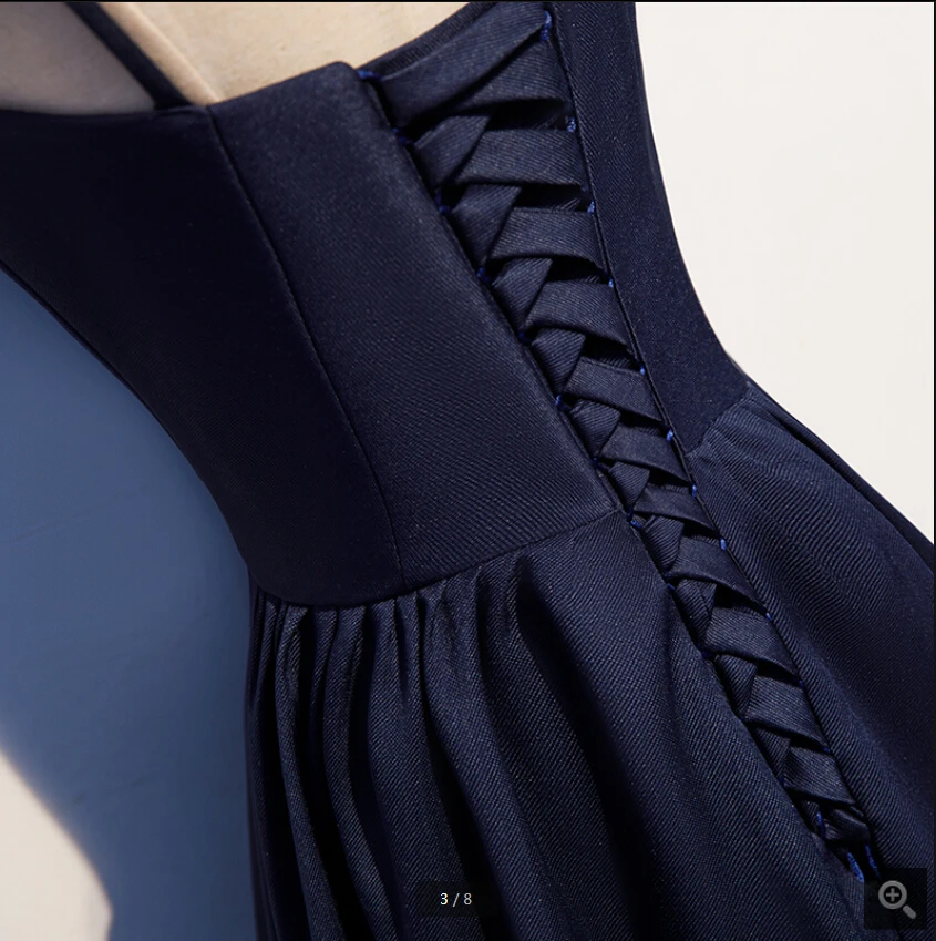 Vestido de festa темно-синее Формальное вечернее платье трапециевидной формы с бретельками и корсетом, v-образный вырез, стильные платья для выпускного вечера, распродажа