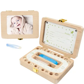 

Baby Photo frame teeth Multifunction box Save Organizer Wooden Tooth Box Kids Milk Teeth Storage Collect Teeth Save for Gifts