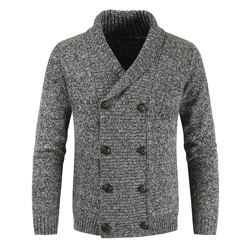 Sweater Jacket Double Breasted Men's Autumn and Winter Fashion Lapel Long Sleeve Knit Jacket / Youth Slim Cardigan Sweater Jacket Double Breasted Men's Autumn and Winter Fashion Lapel Long Sleeve Knit Jacket / Youth Slim Cardigan