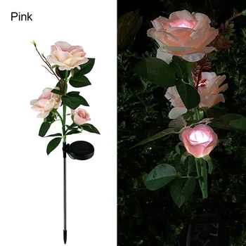 

2pcs 3LED Solar Power Rose Flower Stake Lights Garden Outdoor Luminous Lamps TSH Shop