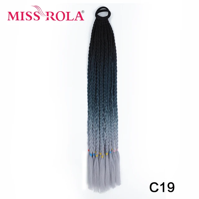 Synthetic Chignon Hair 60cm Hair Color Gradient Dirty Braided Ponytail Women Elastic Hair Rubber Band Hair Accessories Headband C19