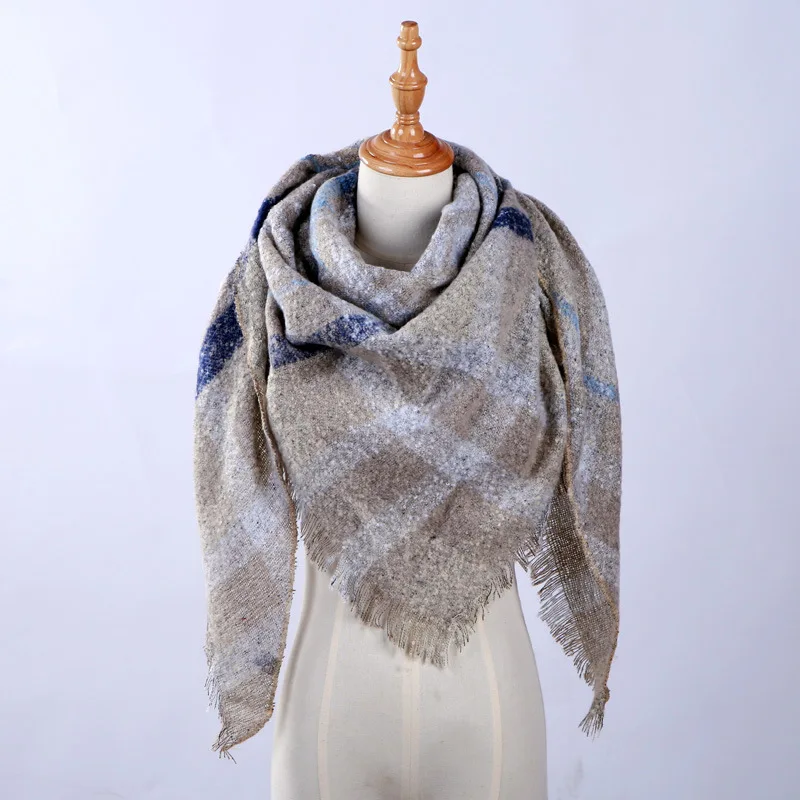 YRRETY Acrylic Scarf Knitted Spring Winter Women Winter Thick Scarf Ladies Scarves Plaid Pashmina Cashmere Shawl Hair Pashminas