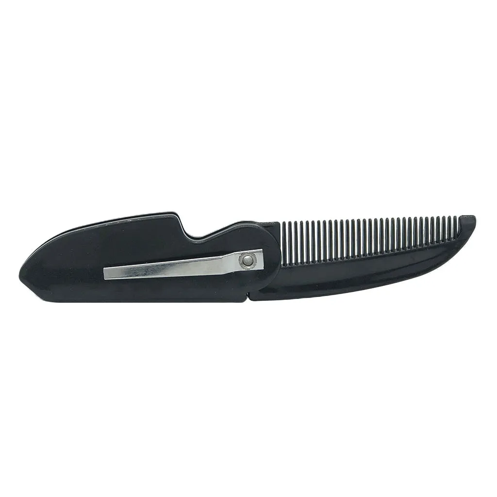 Professional Handmade Portable Plastic Foldable Mustache Beard Comb Styling Tools for Pockets Wallet Anti-static Black