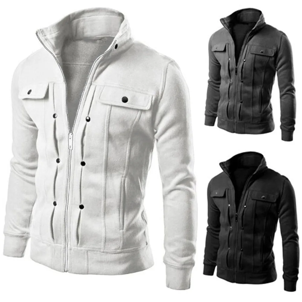 

Slim Solid Mens Jackets Lapel Zipper Sportswear Outwear Spring Autumn Windbreaker Coat Plus Size Overcoat 3XL