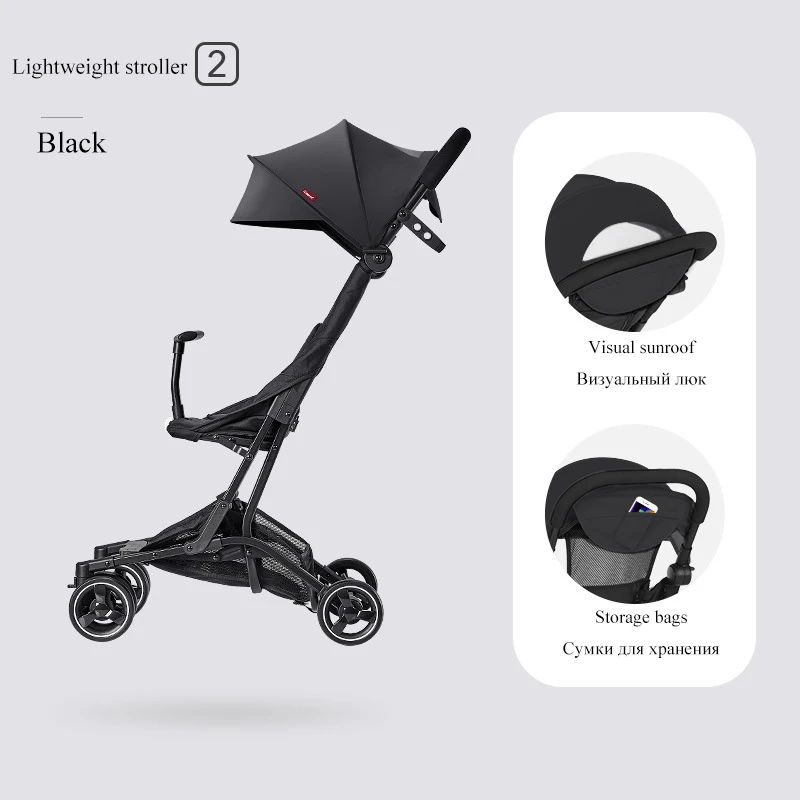 Black Роскошная легкая коляска, 4,9 кг, переносная коляска для путешествий, для детей от 6 месяцев до 3 лет, детская коляска может сидеть и лежать, не требуется установка, детская коляска для переноски - Цвет: Black