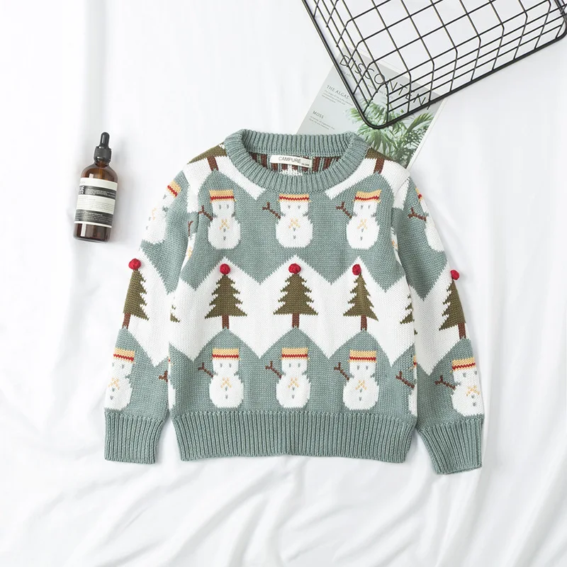 Пуловеры с рисунком снеговика и рождественской елки; одежда для мамы и меня; Рождественская одежда для семьи; вязаные Рождественские свитера; одинаковые комплекты