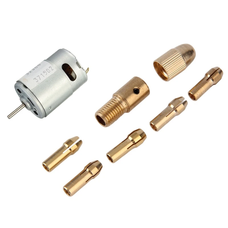 

1 x DC3-12V Large Torque JOHN-SON380 Motor Super Model with High Speed Motor 2.3mm & 8Pcs 0.5-3mm Small Electric Drill Bit Colle