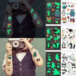 Temporary Tattoos For Boys Girls Children Small Face Colored Baby Luminous Stickers Kids Cartoon Animal Panda Polar Bear Cute