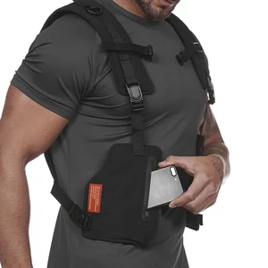 Image 2 - Multi funktion Taktische Brust Tasche Weste Outdoor Sport Fitness Männer Schutz Reflektierende Tops Weste Oxford Telefon Weste