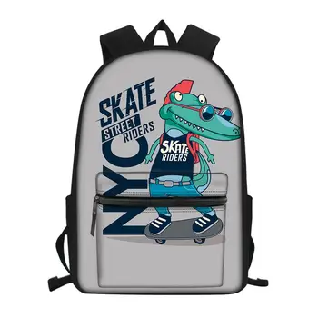 

2020 fashion custom cute cartoon crocodile print teen school bag boy girl travel backpack student school bag laptop bag