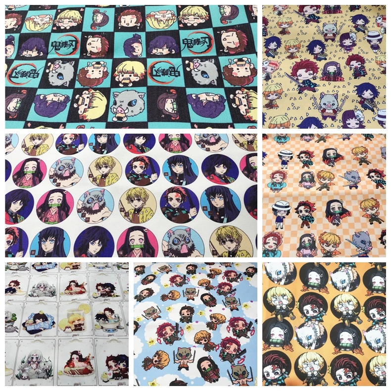 Zengia 50 140 センチメートル 鬼滅の刃の生地 綿キャンバス生地 Diy 手作りパッチワークの布ホームテキスタイル縫製 Diy テーブルクロスソファカバー Aliexpress Home Garden