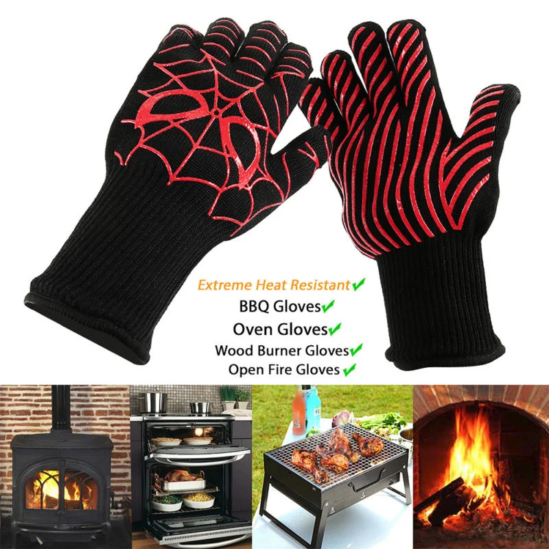 Горячая экстремально Жаростойкие перчатки для барбекю печи 500 °C горшочек кулинарные рукавицы