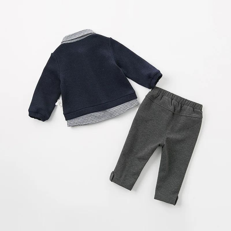 DB12071 dave bella/осенние комплекты модной одежды для маленьких мальчиков комплекты со штанами с длинными рукавами Детская однотонная одежда