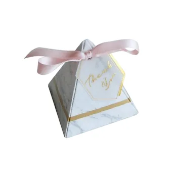 

Candy Box, Triangular Boxes Wedding Favors Party Supplies Paper Gift Boxes with Thank You Card and Ribbon