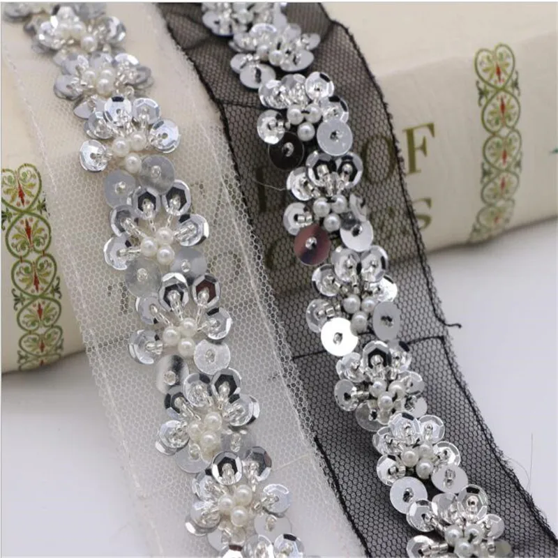 

Hand sewn sequins clothing accessories mesh beaded lace handmade DIY clothes leader decorative accessories