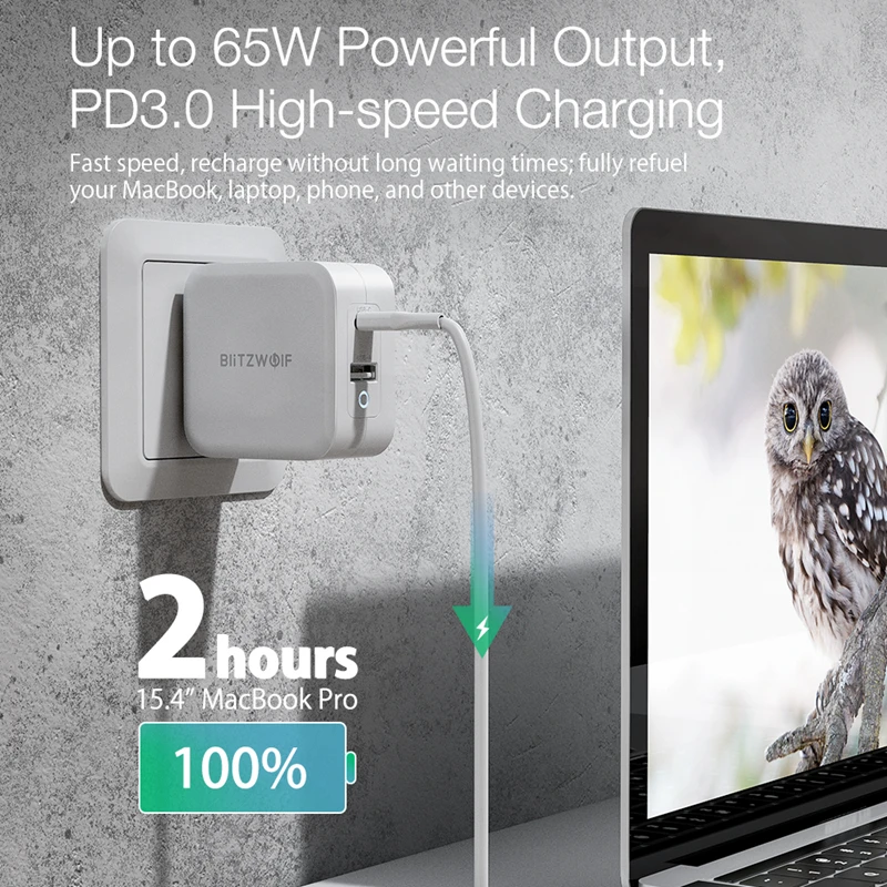 BlitzWolf BW-S18 Gan 65W 2-Port USB-C PD Fast