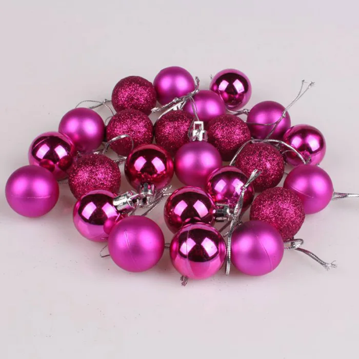 24 шт. 30 мм Мини рождественские мячики елочные шары пластиковые елочные подвесные украшения для вечерние MU8669