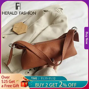 

Small Solid Color PU Leather Shoulder Bags For Women 2020 Fashion Branded Handbags Women's Trend Vintage Travel Hand Bag