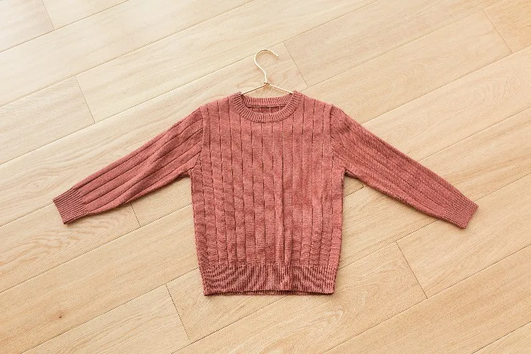Новые зимние детские вязаные свитера Детские свитера с круглым вырезом вязаный свитер в рубчик для девочек - Цвет: Красный