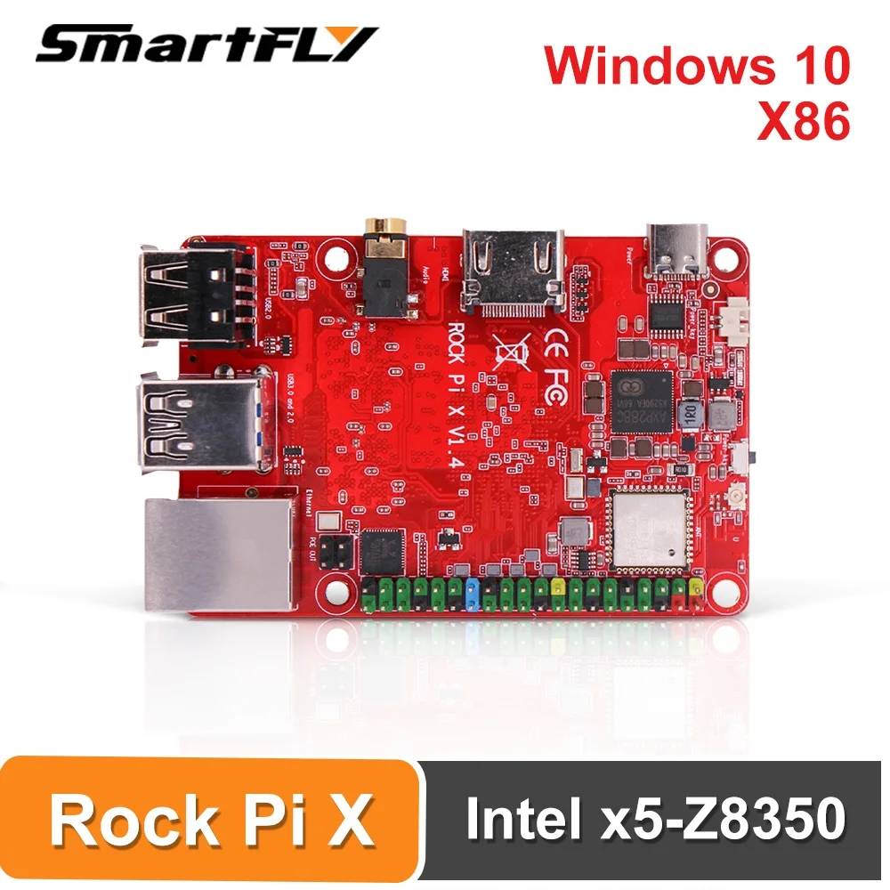 Одноплатный компьютер Smartfly Tech ROCK PI X B 4 Гб с радиатором SBC Intel Atom x5-Z8350 Cherry Trail X86 (без
