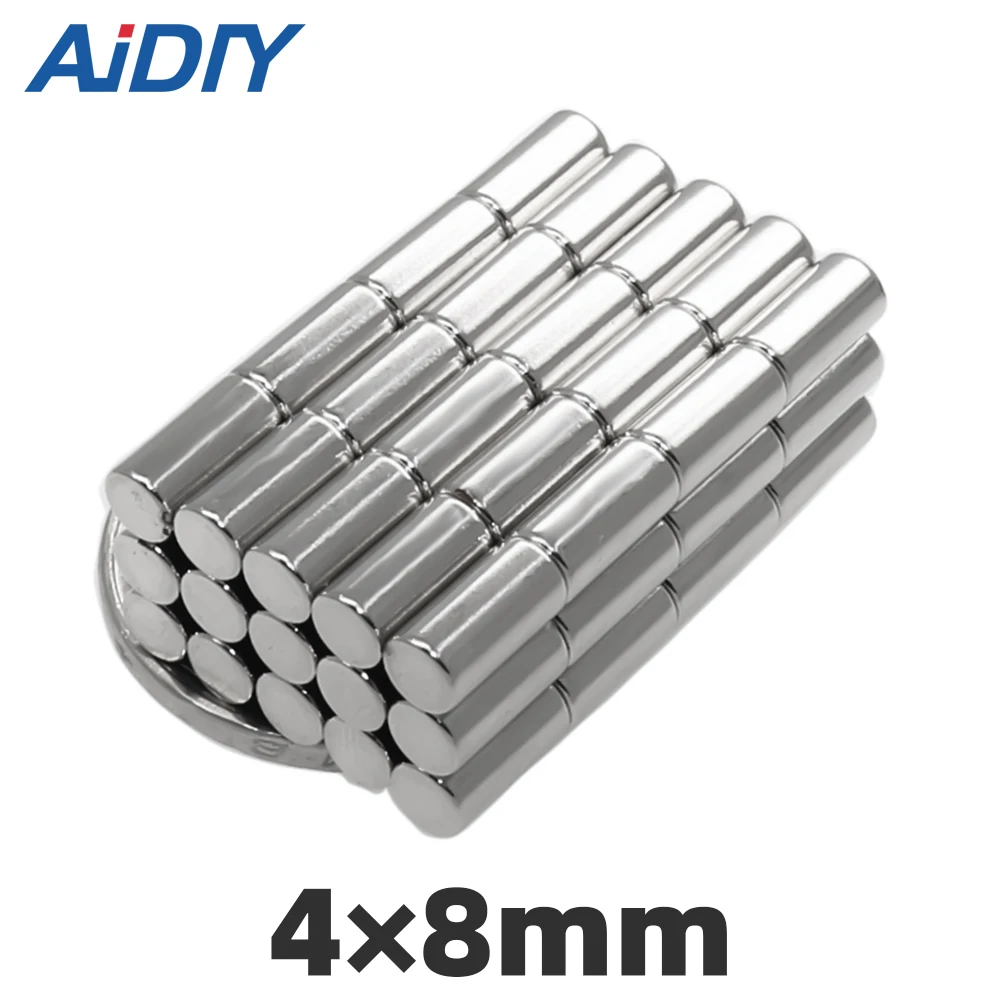 

AIDIY 30/50/100pcs 4x8mm round disk neodymium magnets N35 NdFeB Super powerful 4 * 8mm strong rare earth cylinder magnet
