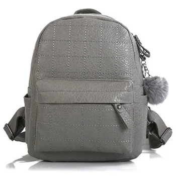 

Hair Ball Pendant Backpack Women'S Bag Sweet Lady Backpack Pleated Travel Bag