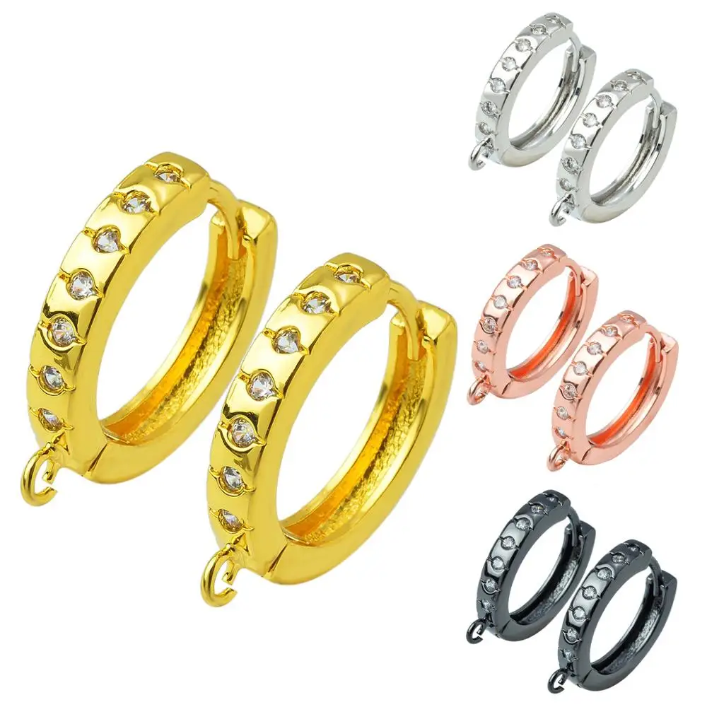 

Newpopular single-row inlaid zircon four-color copper earrings are used for DIY handmade and discovered earring jewelry material