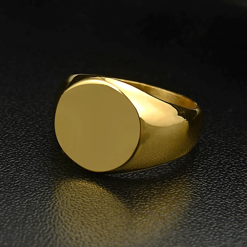 Valily мужское кольцо с печатью 12 мм круглые полированные кольца простое уплотнительное кольцо из нержавеющей стали для женщин и мужчин оптом выгравировать текст бесплатно