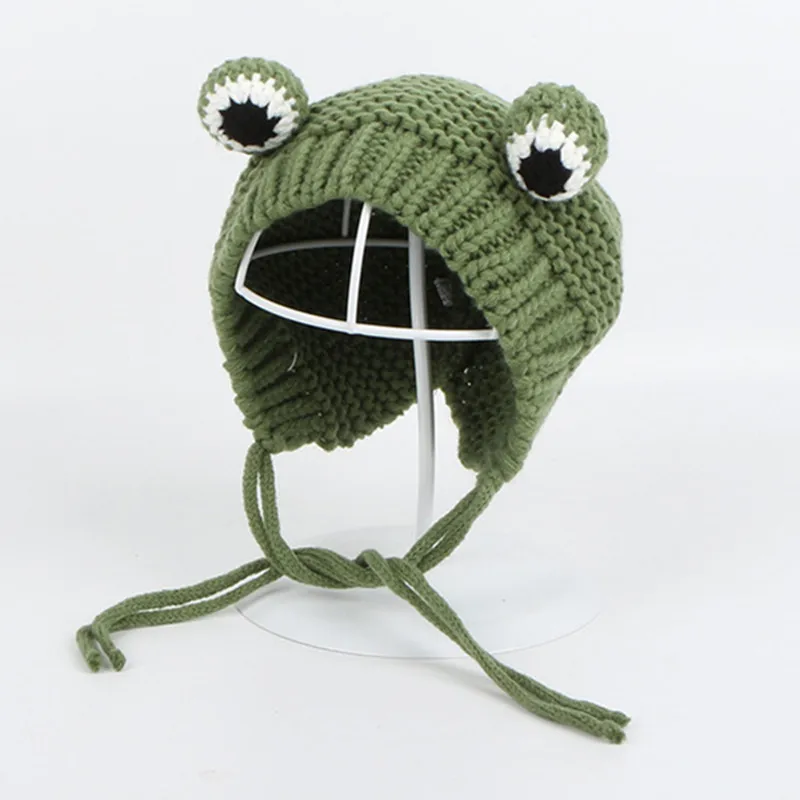 Knitted Hat Knitted Cap Knitted Beanie Skullies Beanies Winter Hat Solid Color Cartoon Frog Knitted Hat Winter Warm Hat Skullies Cap Beanie For Kid Boy And Girl 75