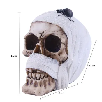 

Ancient Collectible Bandaged Mummy Skull & Scarab Figurine Handpainted Resin Statue Egyptiane Skeleton Decorative Demon Art