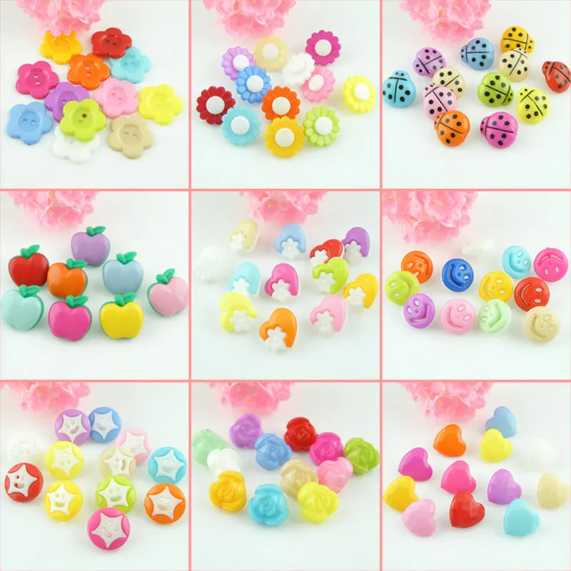 

Children's cartoon buttons DIY plastic buttons mixed packing Color Buttons 20pcs