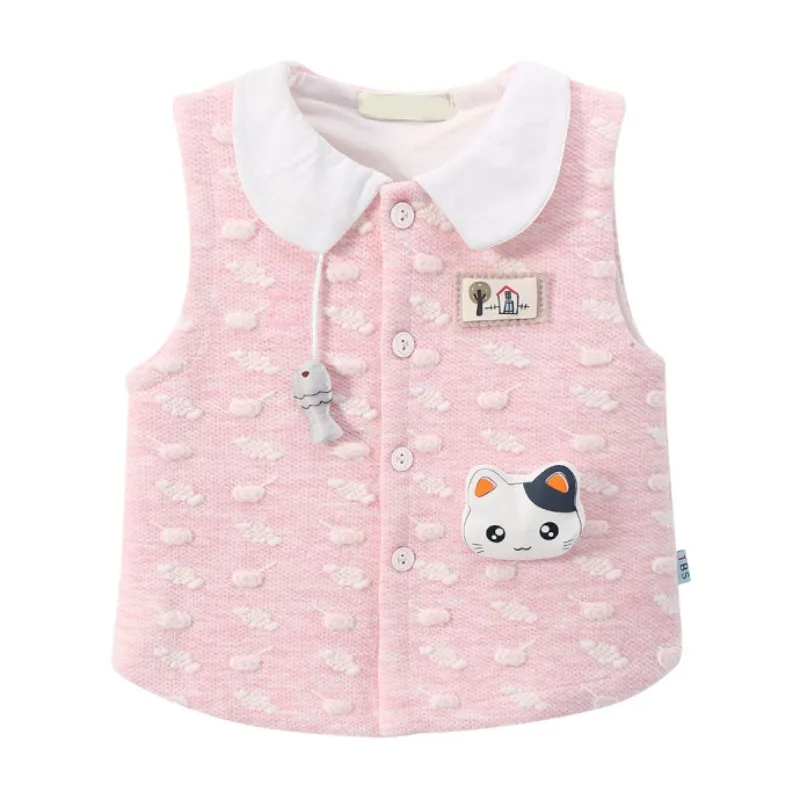 Loving Thin Unisex Baby Vest Children Kids Female Spring Autumn Cotton Soft Comfortable Turndown Collar Outerwear