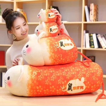 

Chinese New Year Rat Plush Toys Ornament Year of The Mouse Festival Decoration Good Luck Plush Mascot Stuffed Animal Pillow