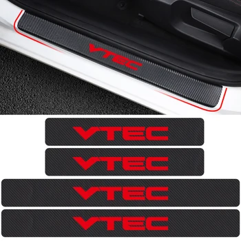

4pcs Car Carbon fiber VTEC Logo Door Scuff Plate waterproof sticker For Honda Civic Accord Odyssey Spirior CRV SUV Car-Styling