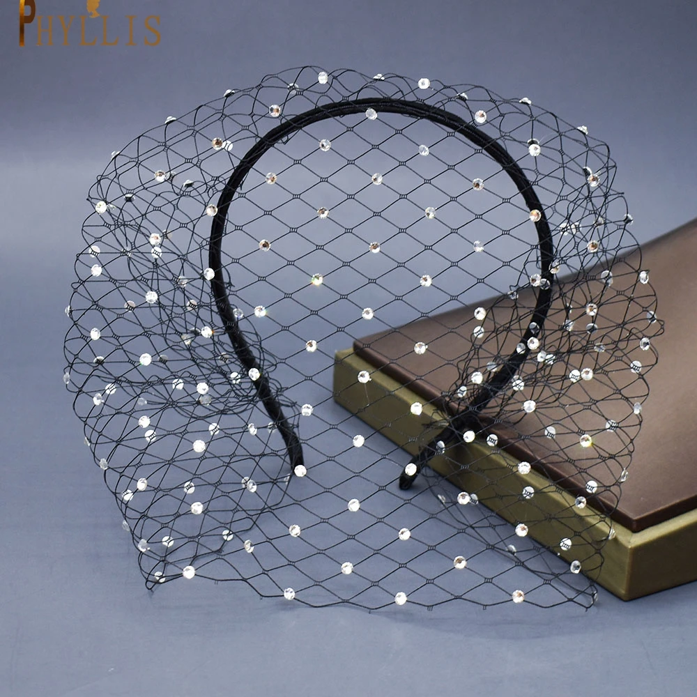 JM06 Birdcage Veil Blusher Veil White Headband Veil for Bridal Fascinators Black Face Net Mask Hair Jewelry Accessories Veils