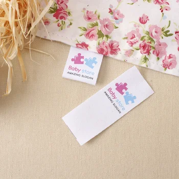 

Custom folding labels / custom brand labels, personalized for children, Logo or Text, Organic Cotton (MD2024)
