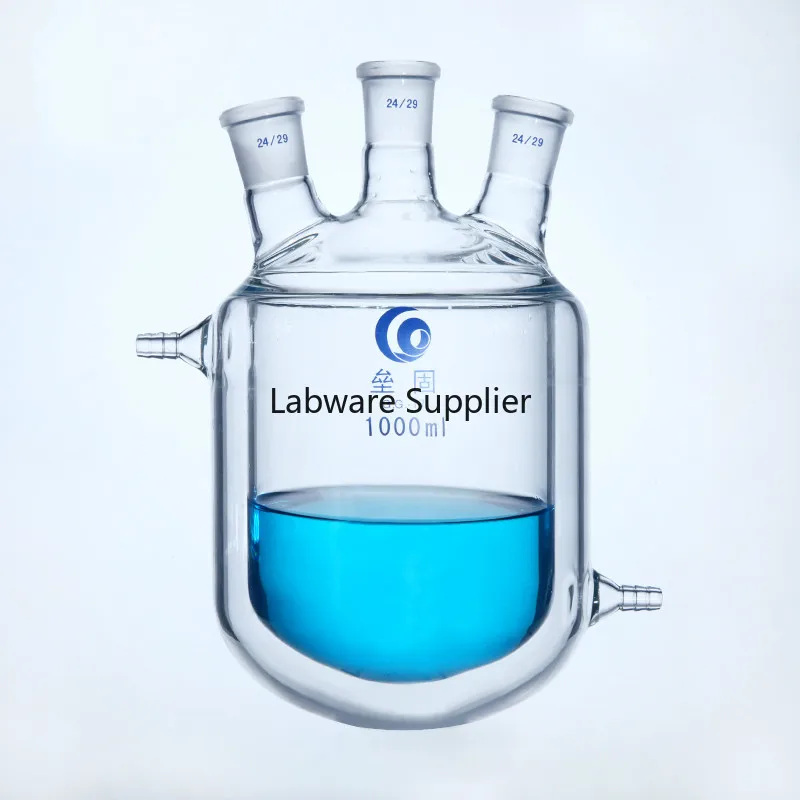 1pc/ 250 500 1000ml Double layer Reactor Glass Jacketed Reaction Flask
