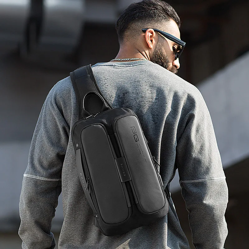 

2020 Class Song New Style Cool Shoulder Bag Fashion Versatile Light Science And Technology USB Chest Pack Men's