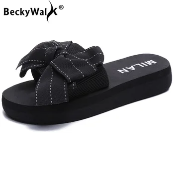 

Sandals Slippers Women Summer Bow Platform Slippers Beach Casual Shoes Woman Outside Ladies Flat Sandal Shoes Size 34-41 WSH3548