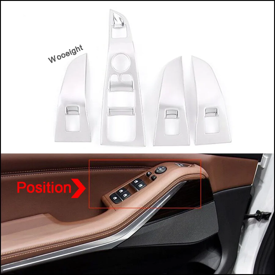 

Wooeight New 4Pcs ABS Plastic Car Interior Door Armrest Window Lift Button Switch Panel Cover Trim Styling Fit for BMW X5 2019