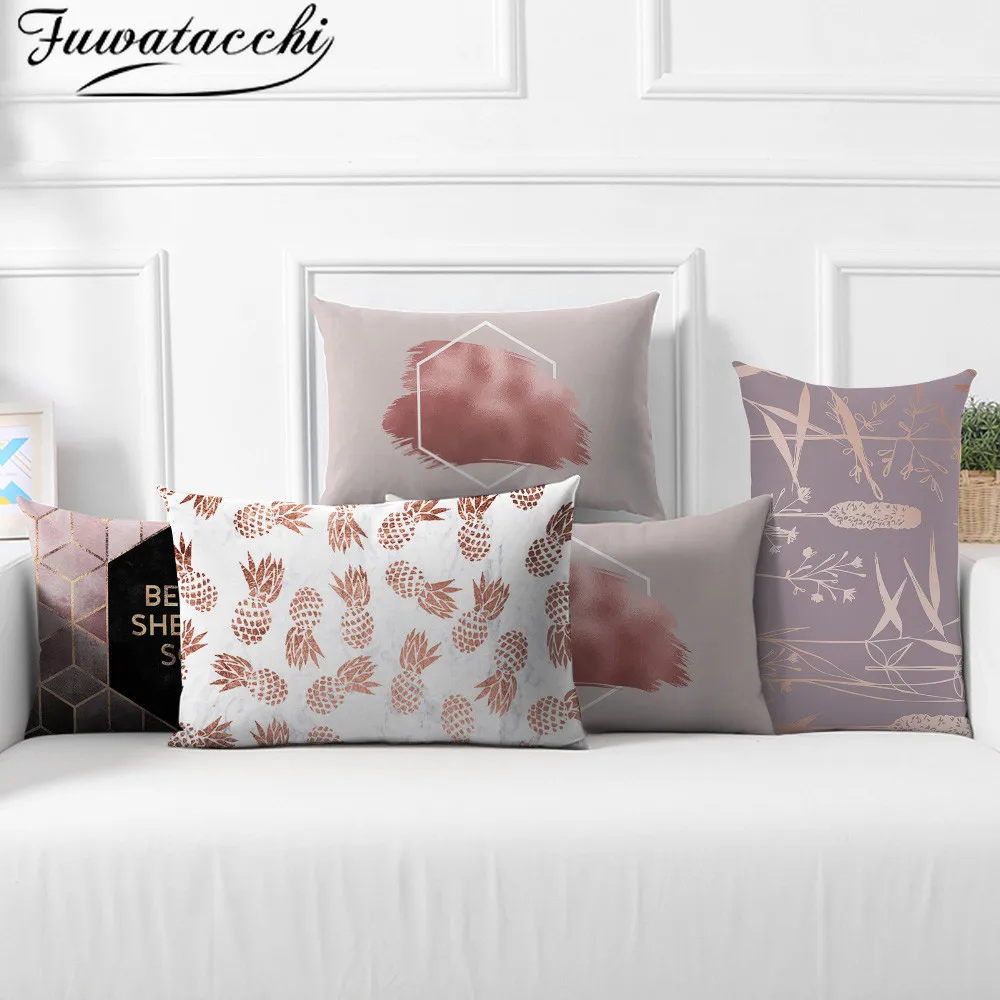 

Fuwatacchi Pink Rectangle/polyester Cushion Cover Geometric Throw Pillowcase for Sofa Decorative Throw Pillows Covers 30*50cm