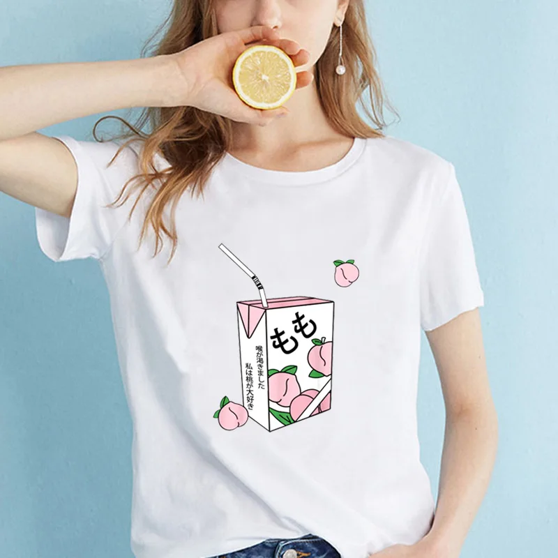 

FIXSYS Hrajuku Women T Shirt Tops Summer Short Sleeve Tops Tee Casual Fashion Lady Tee Shirts White Women T-shirts