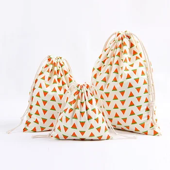 

VOGVIGO Fruit Printed Drawstring Bag Unisex Retro Makeup Pouch Cosmetics Shoes Storage Bags Toiletry Bag Cosmetic Travel Case