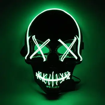 

Halloween Skeleton LED Mask Glow In Dark Luminous EL-Wire Mask Light Up Cosplay Masks grimace mischief mask for festival party