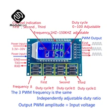 Dc 3.3 -30 v 3 canais 3-ch freqüência medidor ajustável pwm gerador de sinal display lcd medidor 1 hz-150 khz ciclo de trabalho 0 -100