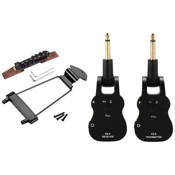 

7 Pcs String Guitar Trapeze Tailpiece Bridge Set & 1 Set Wireless Guitar System Transmitter Receiver