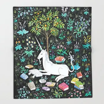 

BIGHOUSES Throw Blanket The Unicorn is Reading Throw Blanket Warm Microfiber Blanket