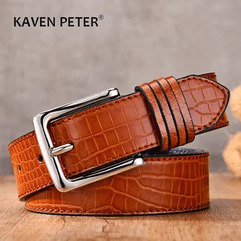 

Belt For Jeans Crocodile Pattern Fashion Male Strap Luxury Pin Buckle Leather Belt 2020 Wholesale