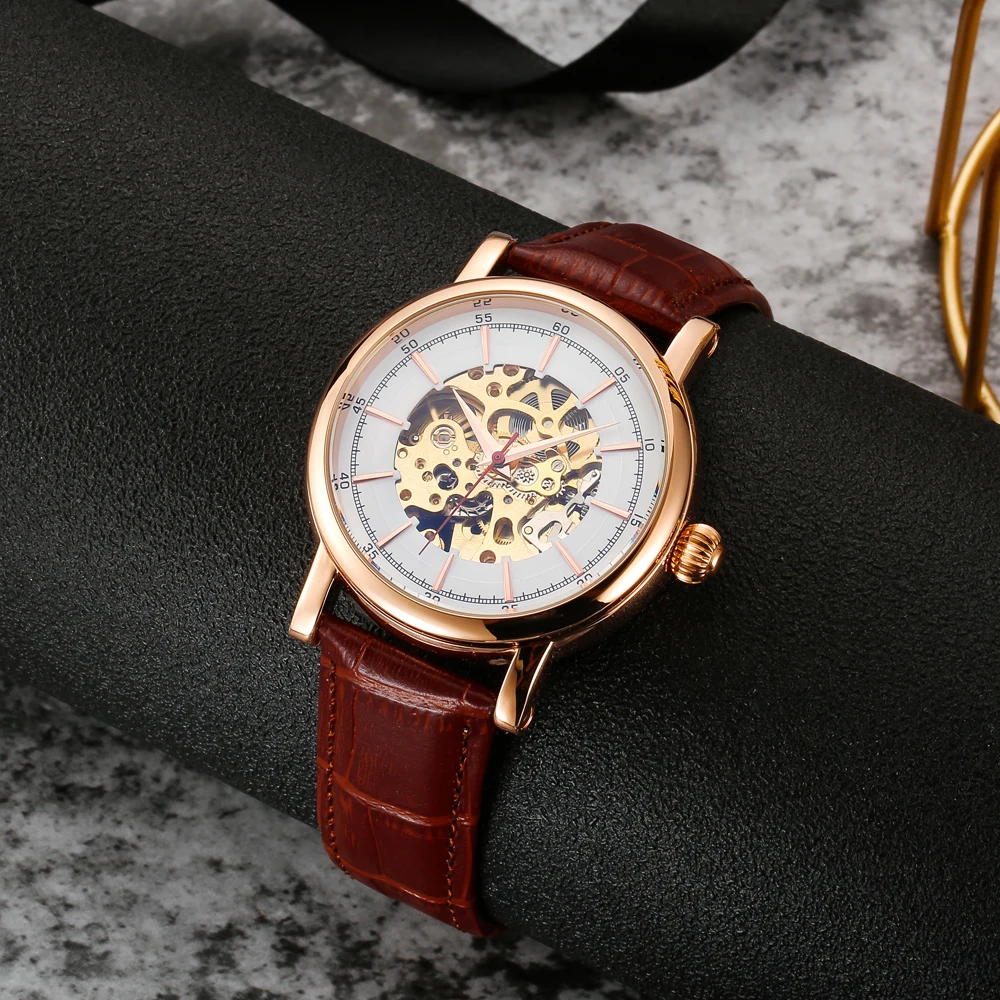 

Pink Cohome 45mm Automatic Watches Gold Movement Self Wind Gift Box Packing Waterproof Zegarek Mechaniczny Automatyczne
