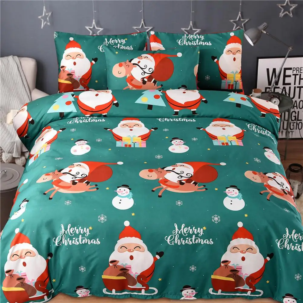 Рождественское стеганое покрывало для кровати, набор постельного белья Санта Клауса, пододеяльник, простыня, наволочки для семьи, вечерние украшения